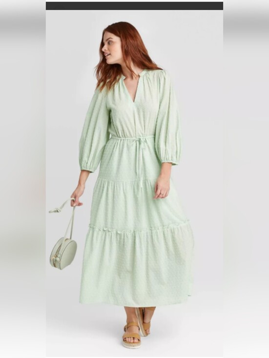 a new day Dresses & Skirts - a new day Mint Tiered V-Neck Maxi Dress